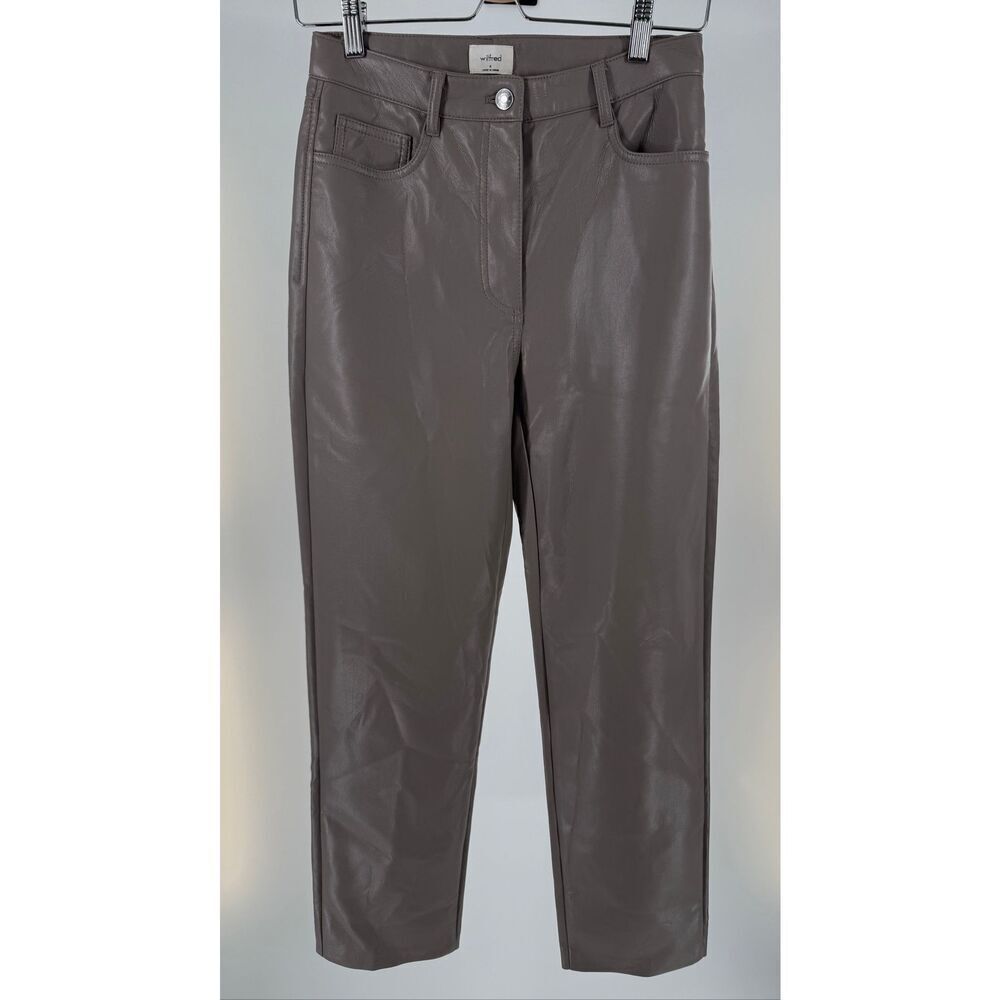 Aritzia Wilfred The Melina Straight Leg Pants grey moonrock vegan leather size 4